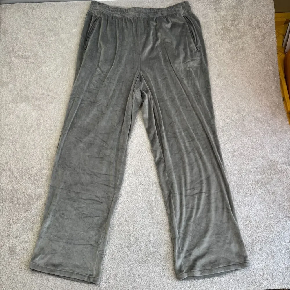 SKIMS Velour Sweatpants Womens 2XL Gray Soft Relaxed Fit Elastic Waist Wide Leg
